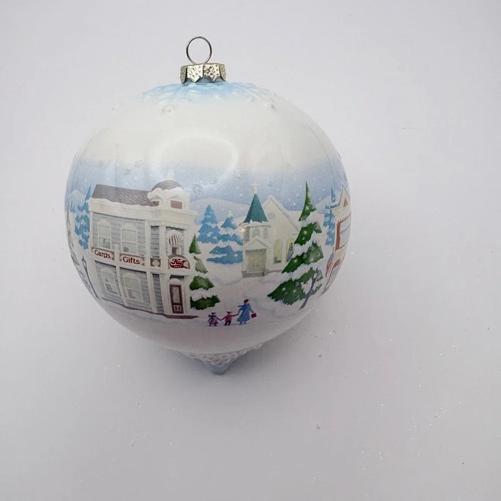 Hallmark Keepsake Ornament 2008 Main St White Blue Winter Village Ball Holiday